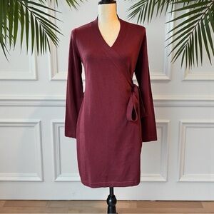 LULUS Long Sleeve Knit Sweater Wrap Dress Burgundy – Size L – NWT